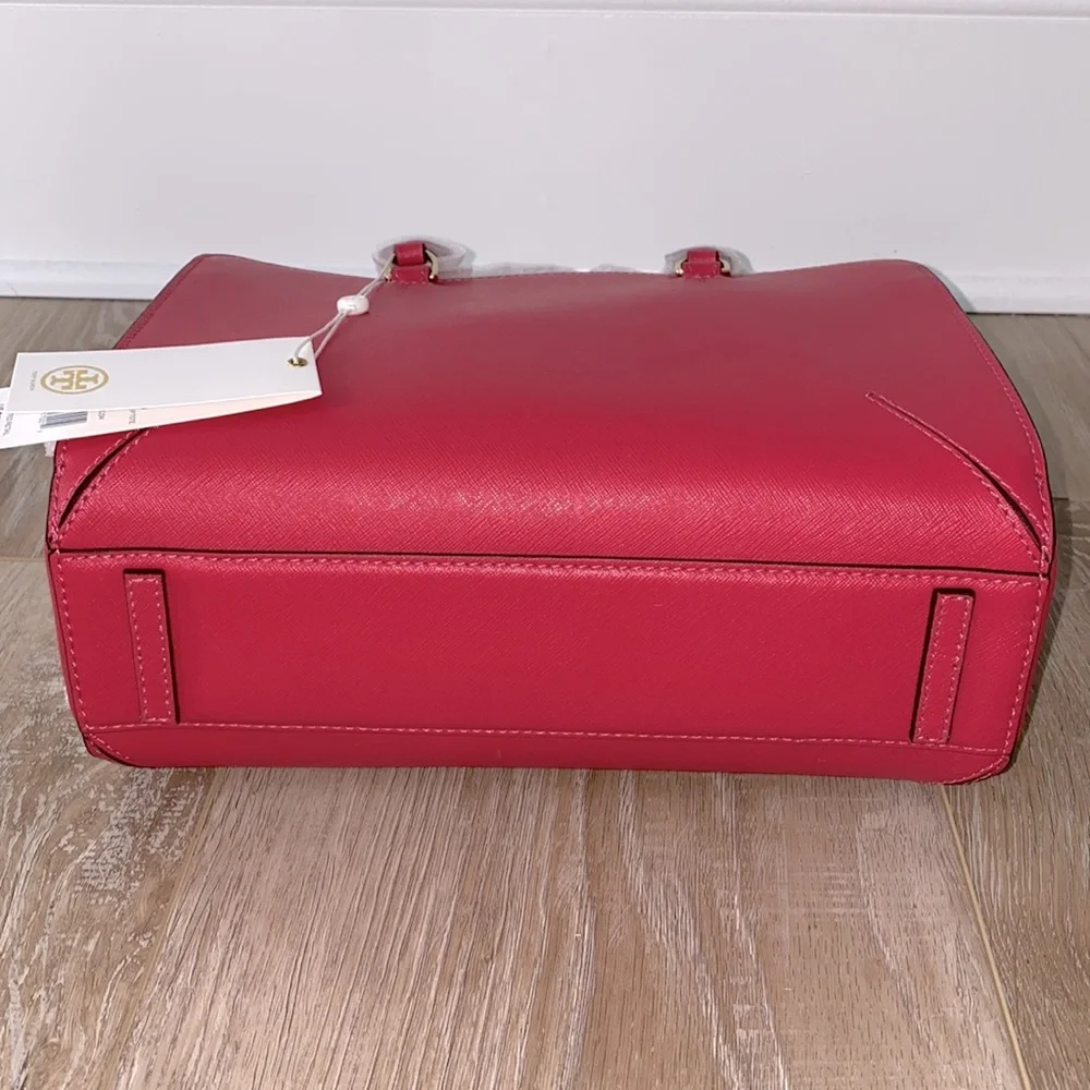 NWT Tory Burch Robinson Small Zip Tote Dark Peony - Picture 6 of 12